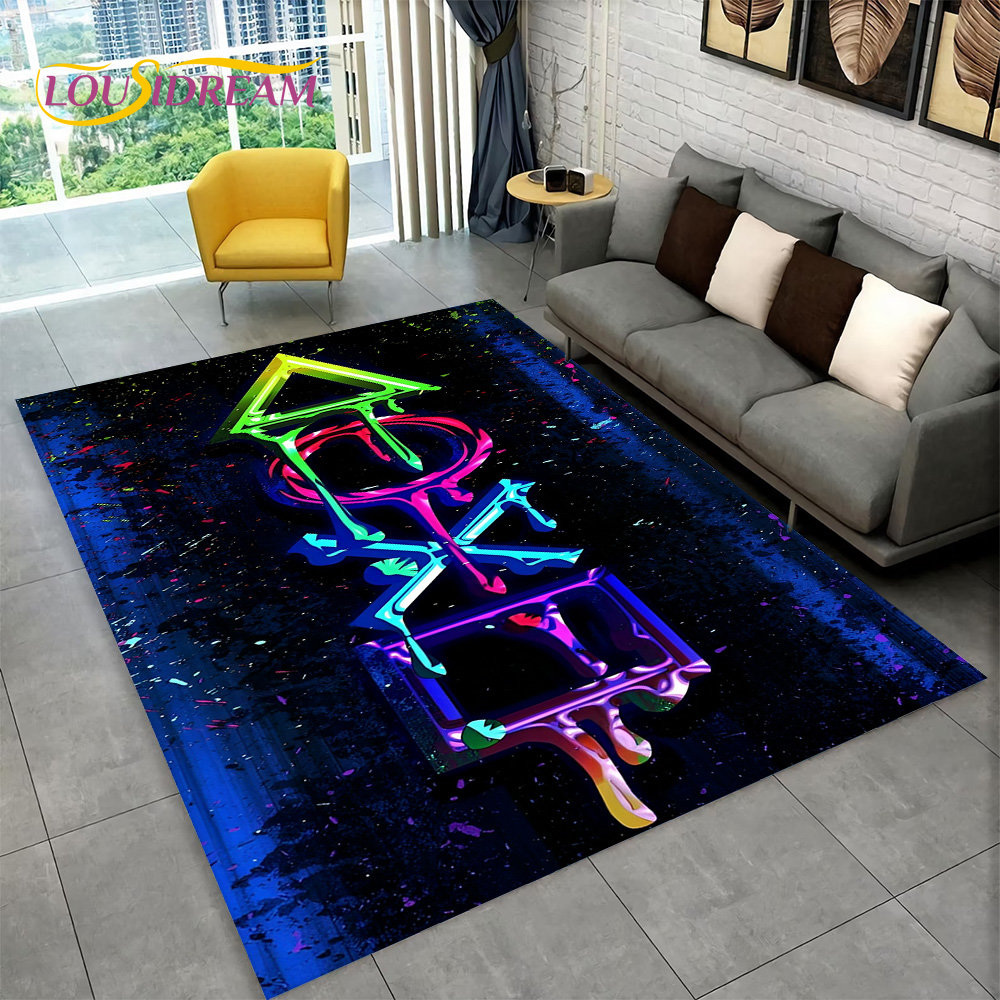 Kids Outdoor Lounge - Cartoon Gamer Game Gamepad Area Rug,Carpet