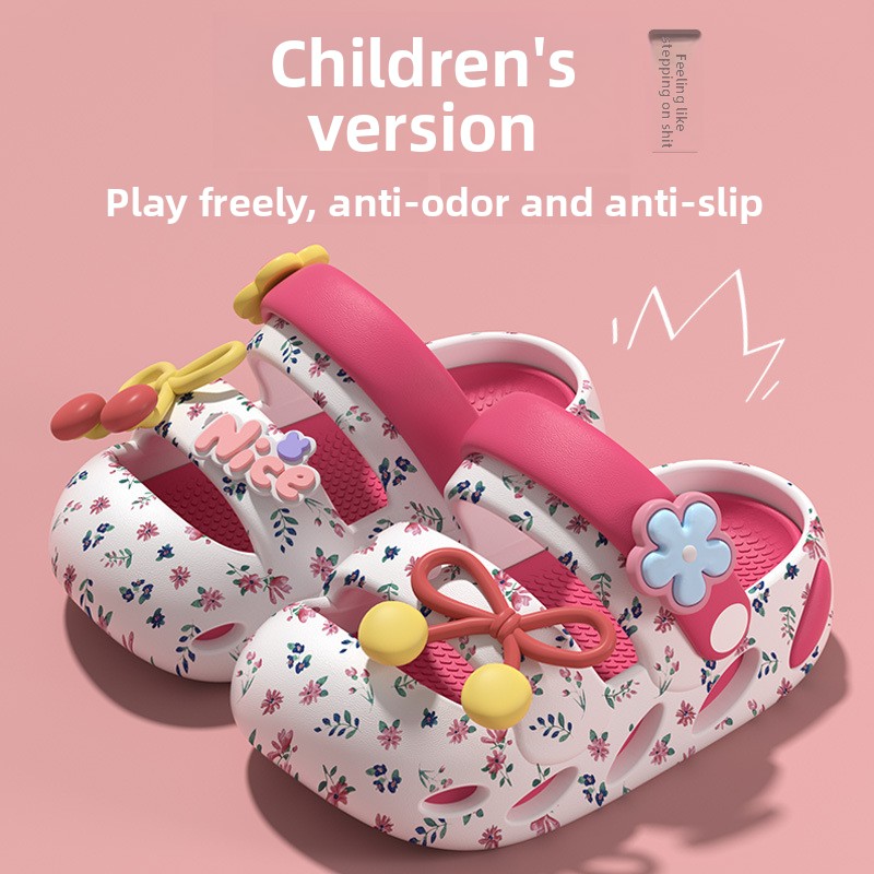 Children's Home Bow Slippers 2 - Kids Indoor Outdoor Slippers ulasan dan harga