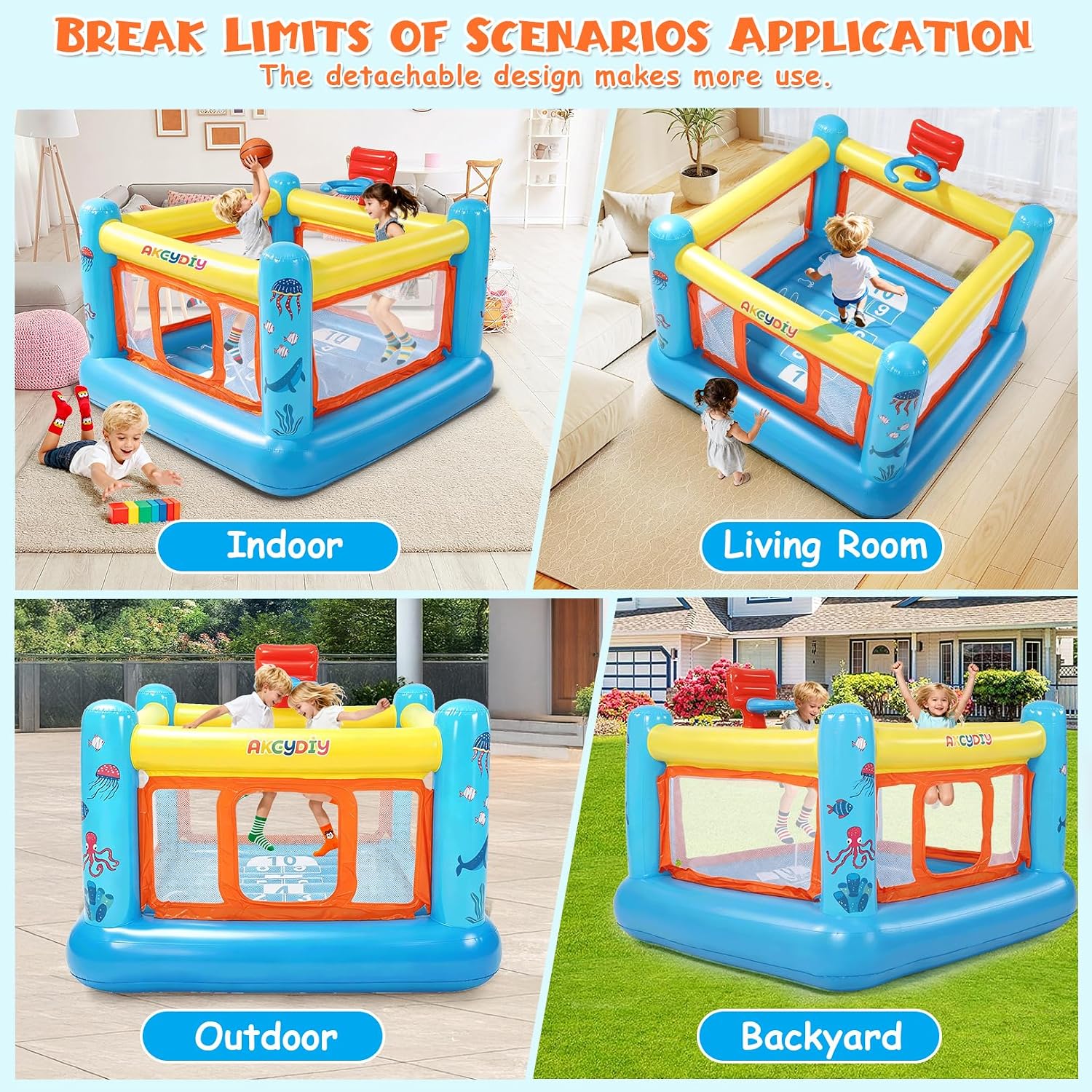 Bounce House, PVC Inflatable B - Kids Outdoor Basketball ulasan dan harga
