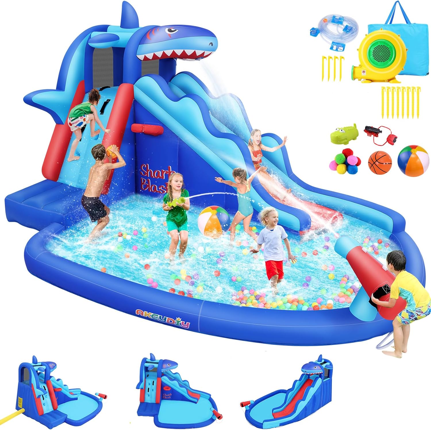 Shark-Themed Inflatable Water  - Kids Outdoor Basketball ulasan dan harga