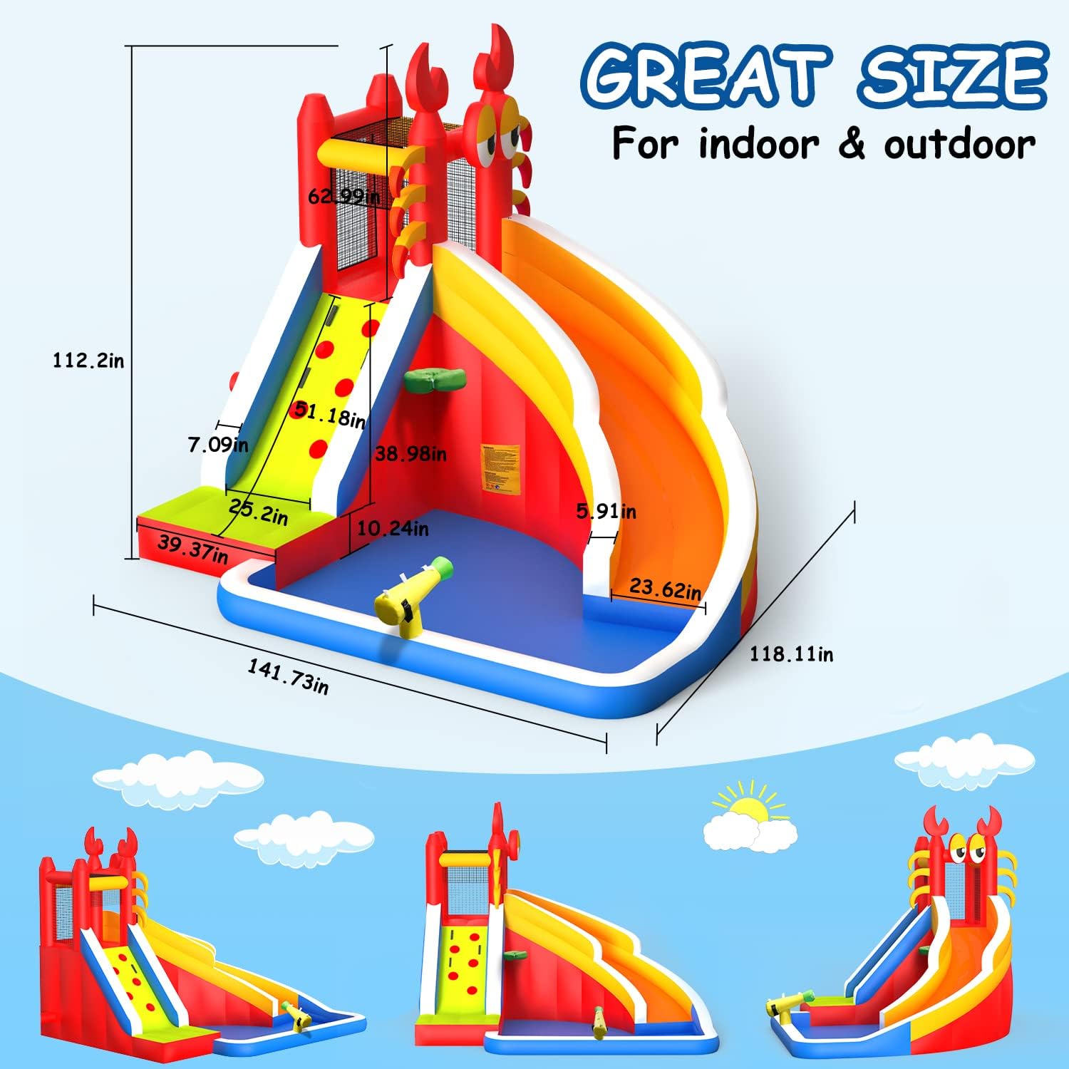 Large Inflatable Bounce House  - Kids Outdoor Basketball ulasan dan harga
