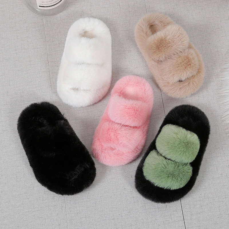Girls Winter Fur Slippers Clas - Kids Indoor Outdoor Slippers ulasan dan harga