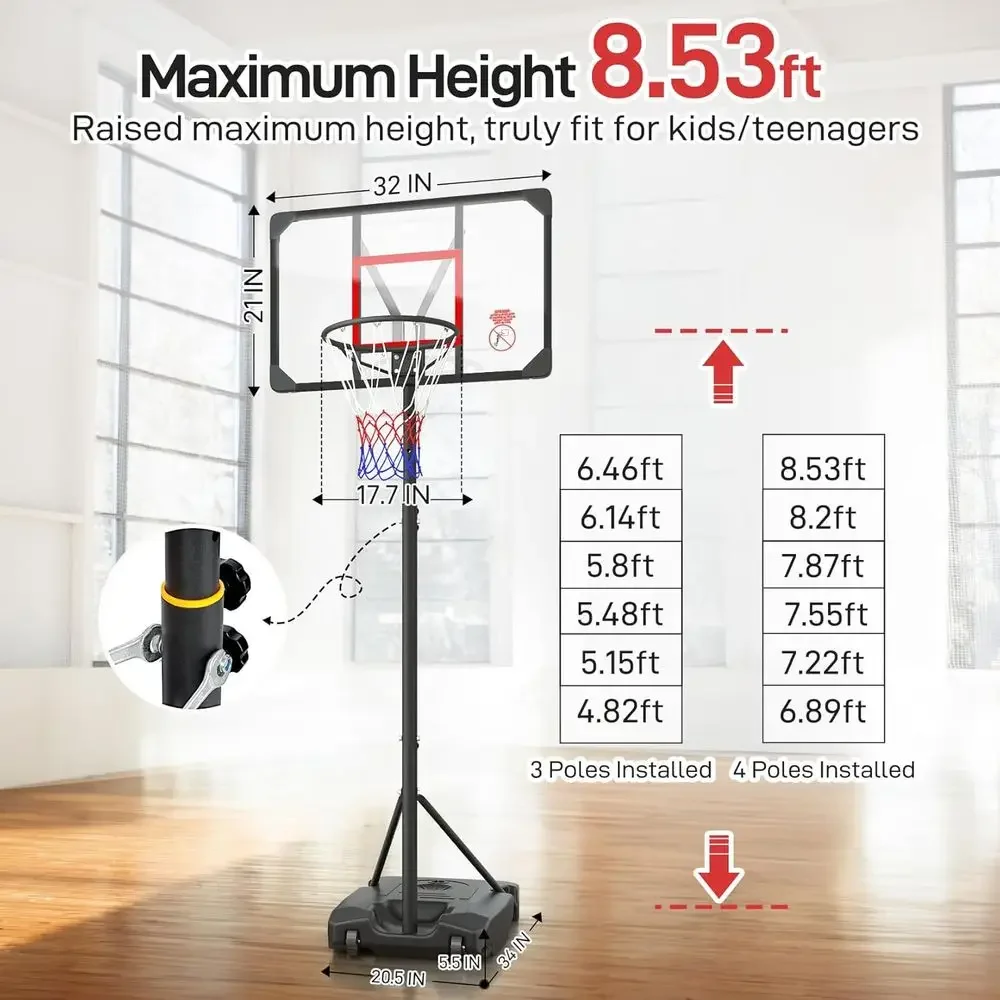 Adjustable Height Portable Bas - Kids Outdoor Basketball ulasan dan harga