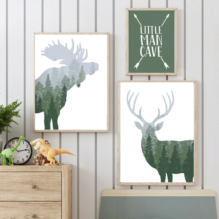Green Woodland Deer Bear Moose - Kids Outdoor Quotes ulasan dan harga